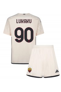 AS Roma Romelu Lukaku #90 Jalkapallovaatteet Lasten Vieraspeliasu 2023-24 Lyhythihainen (+ Lyhyet housut)